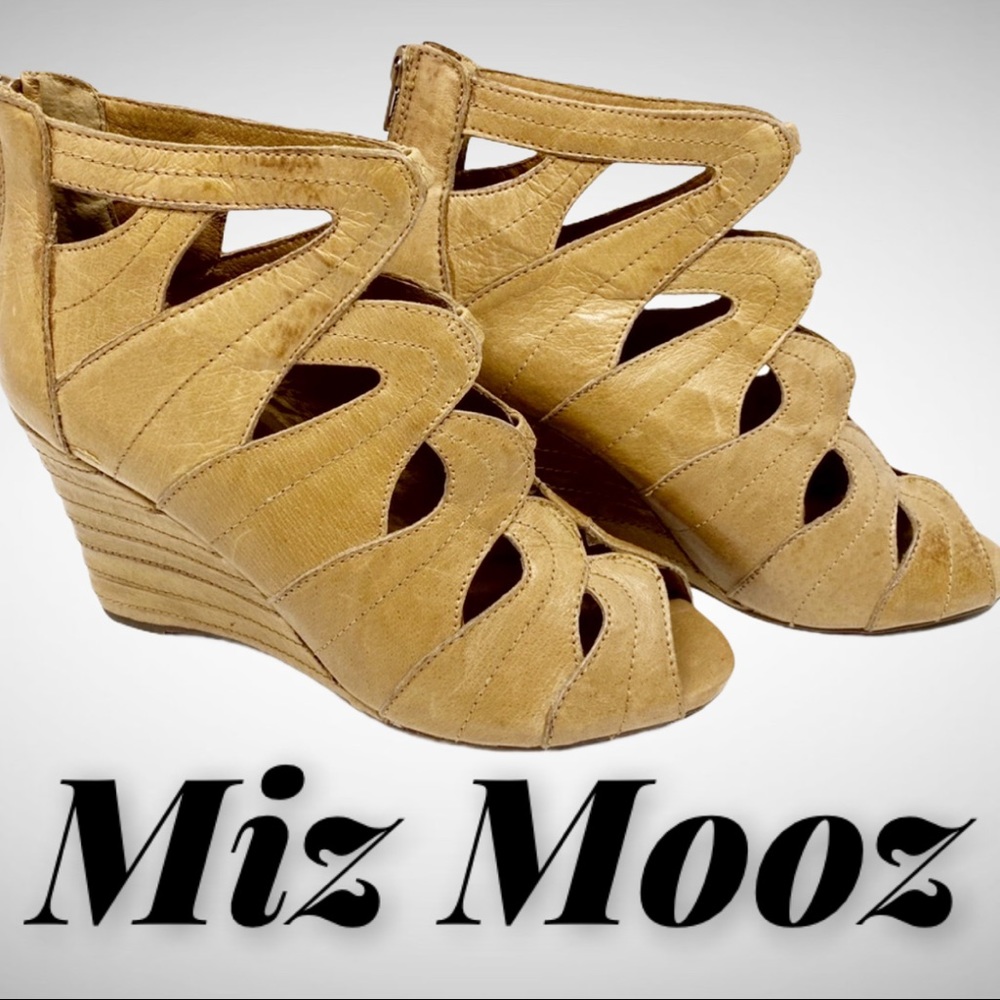 Miz Mooz Tamara Leather Cutout Back Zip Wedge, 9